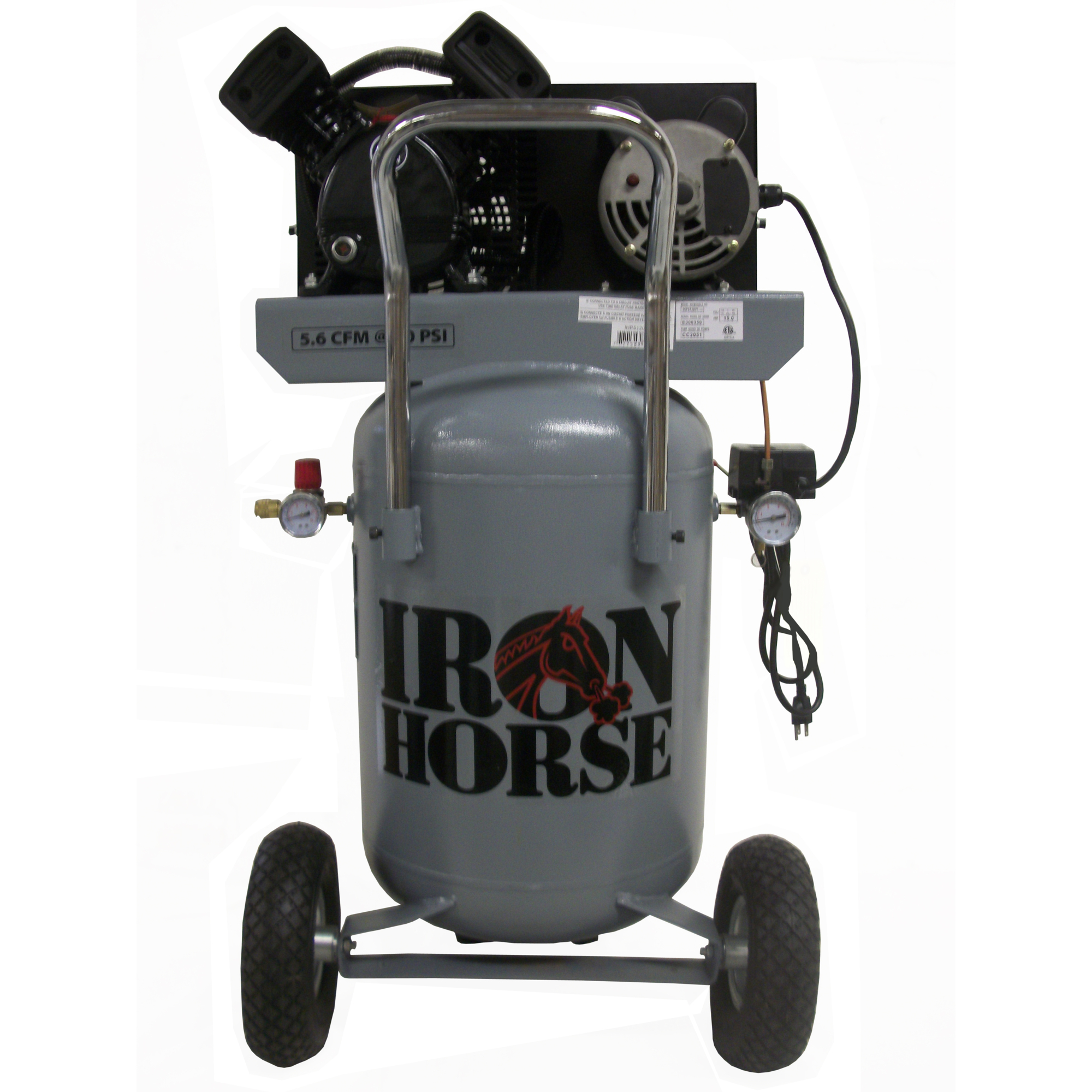 Iron Horse, 20 Gallon Belt Drive Compressor, Horsepower 2 HP, Air Tank Size 20 Gal, Volts 110 or 220 Volt, Model# IHP5120V1-US